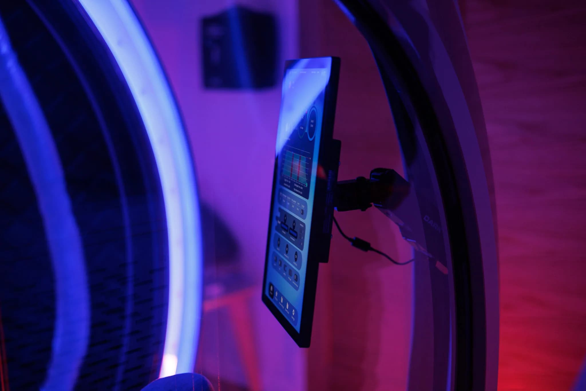 Close-up of the HBOT chamber control tablet interface